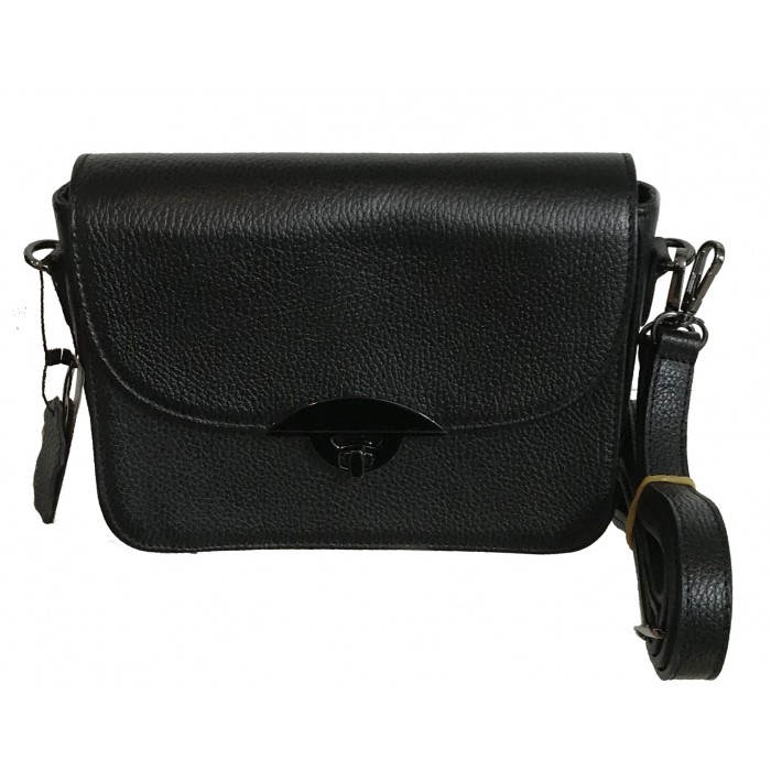 Women’s genuine leather handbag with strap black